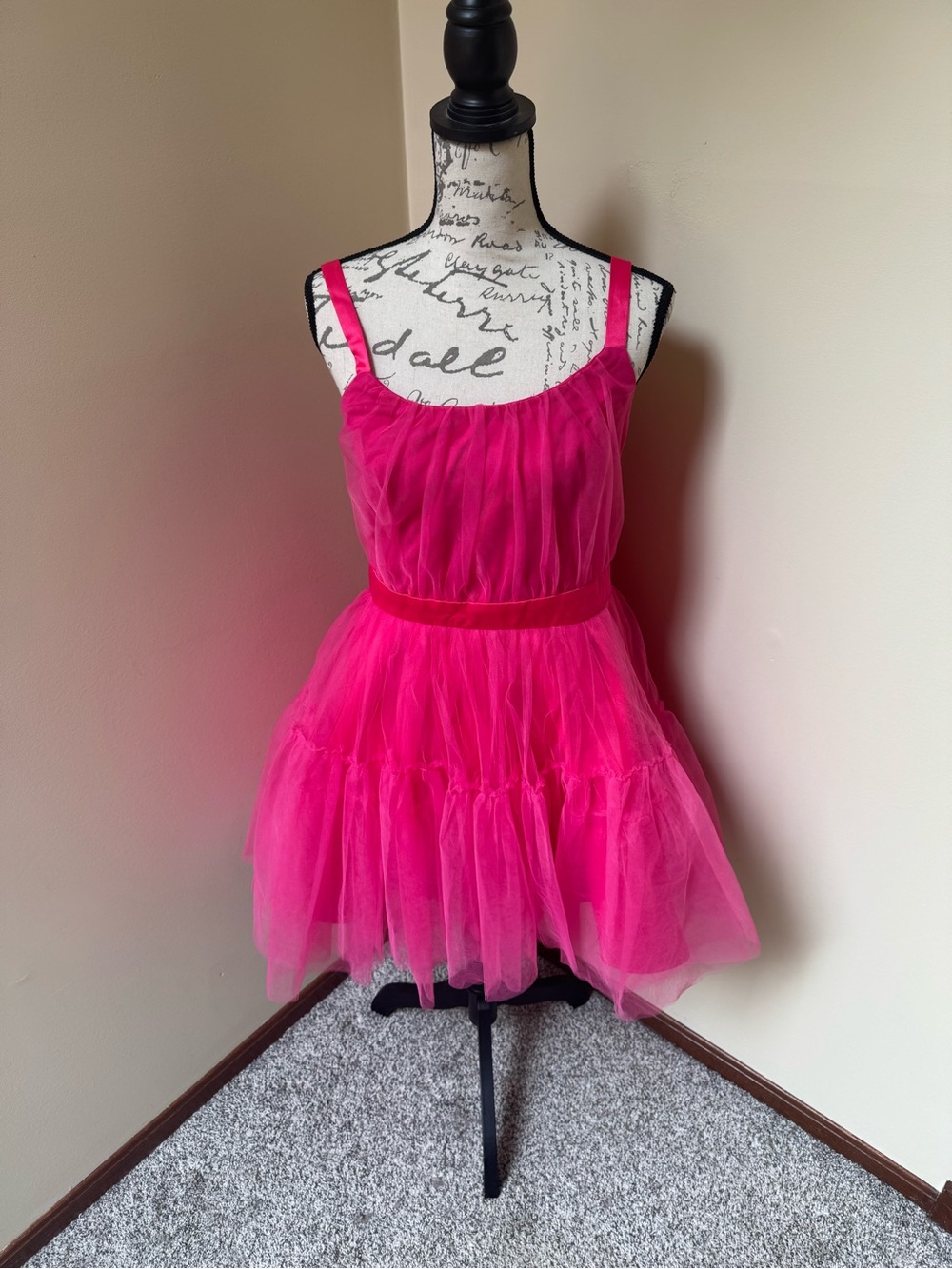 Hot Pink Tulle Tiered Party Dress